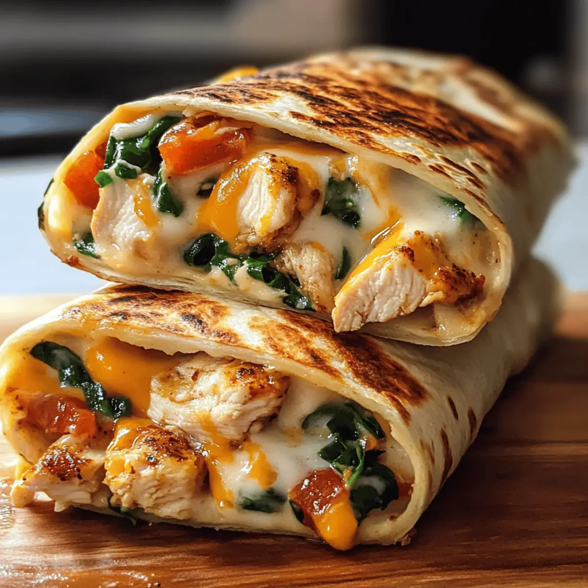 Klebrige Käse-Knoblauch-Hühnchen-Wraps in 30 Minuten