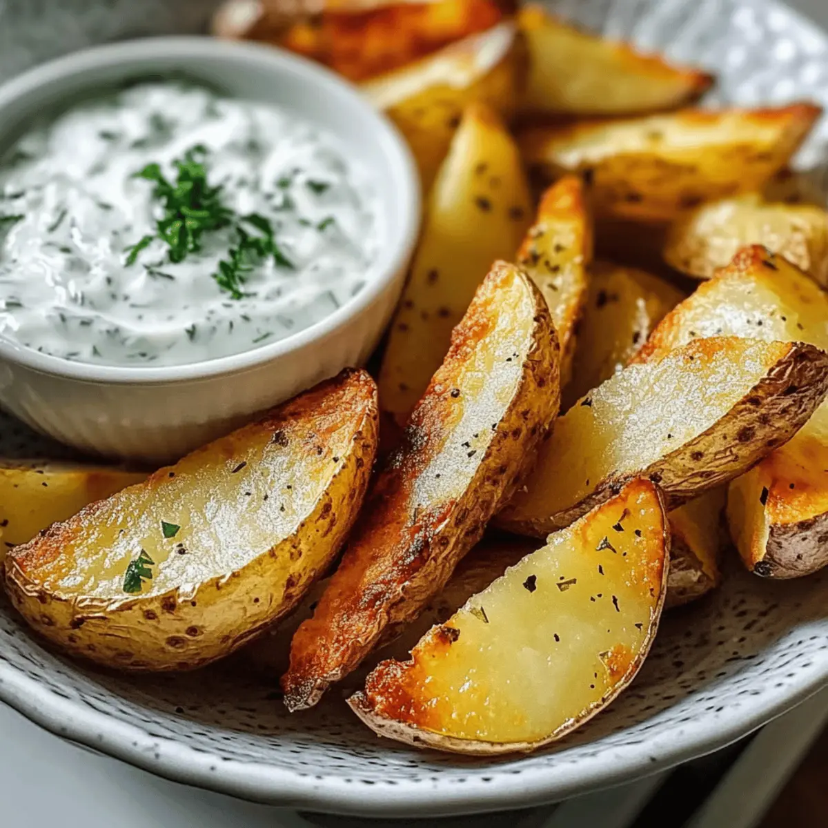 Kartoffelspalten mit Gurkendip: Der perfekte Snack