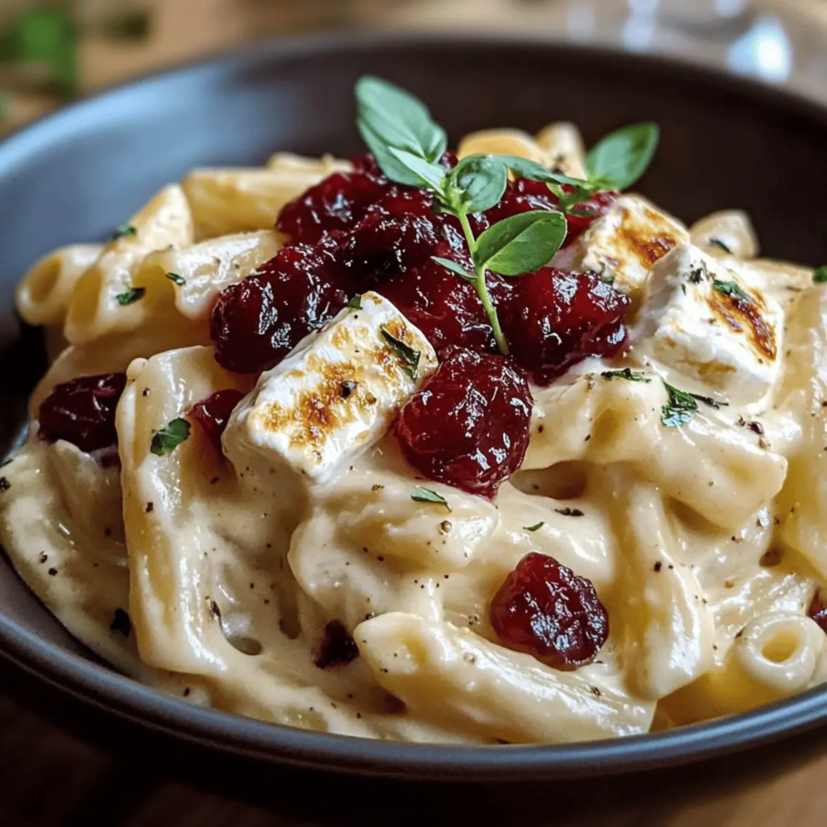 Brie Pasta mit Preiselbeeren Kompott für Genuss ohne Eile