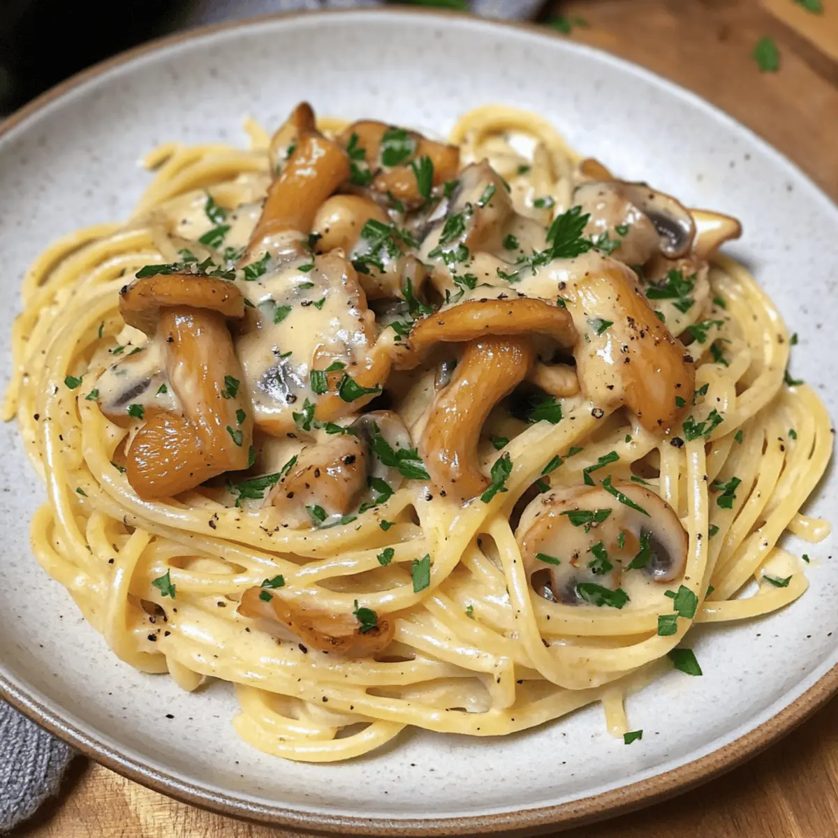 Spaghetti mit Pfifferlingen in cremiger Sauce