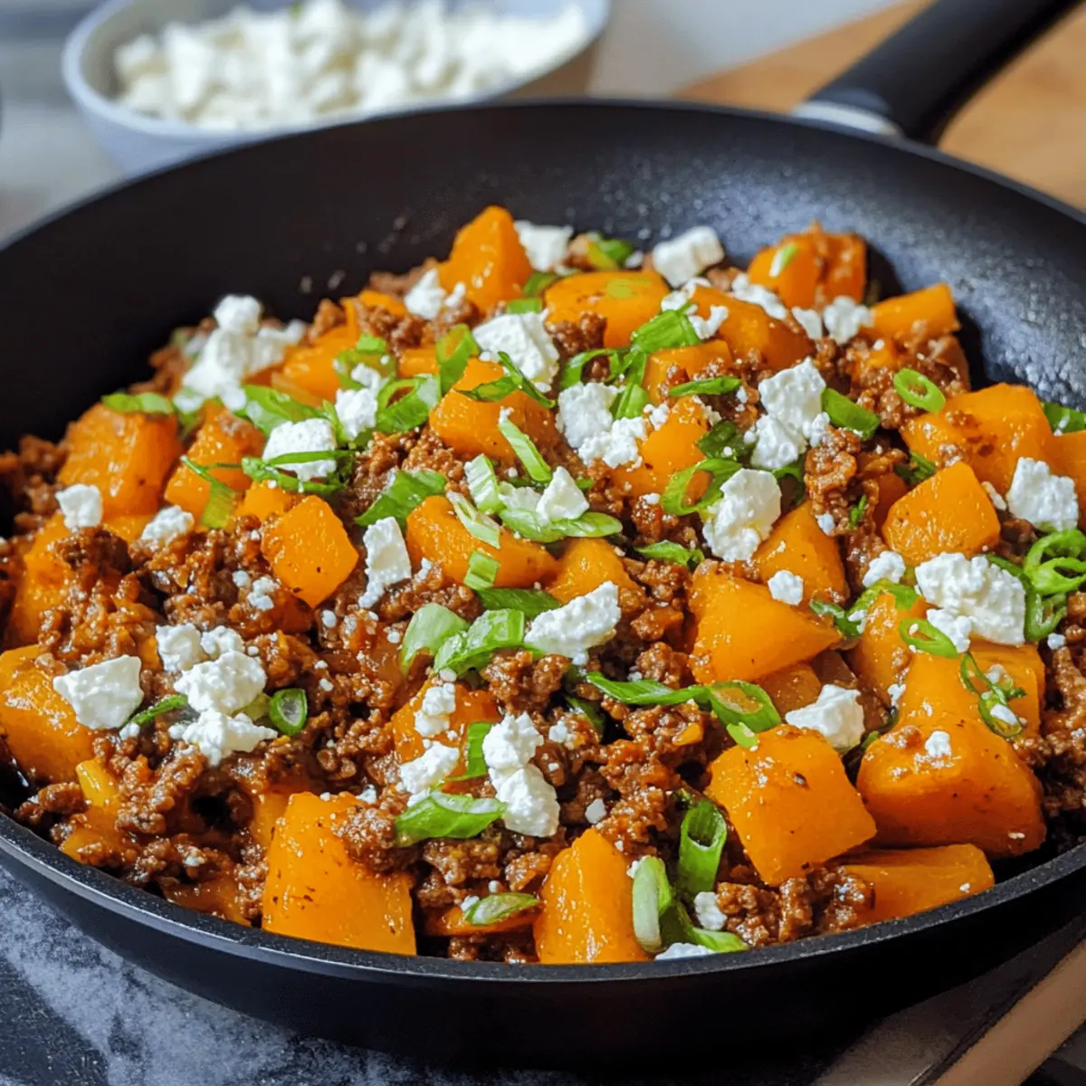 Kürbis-Hackfleisch-Pfanne mit Feta für die Familie