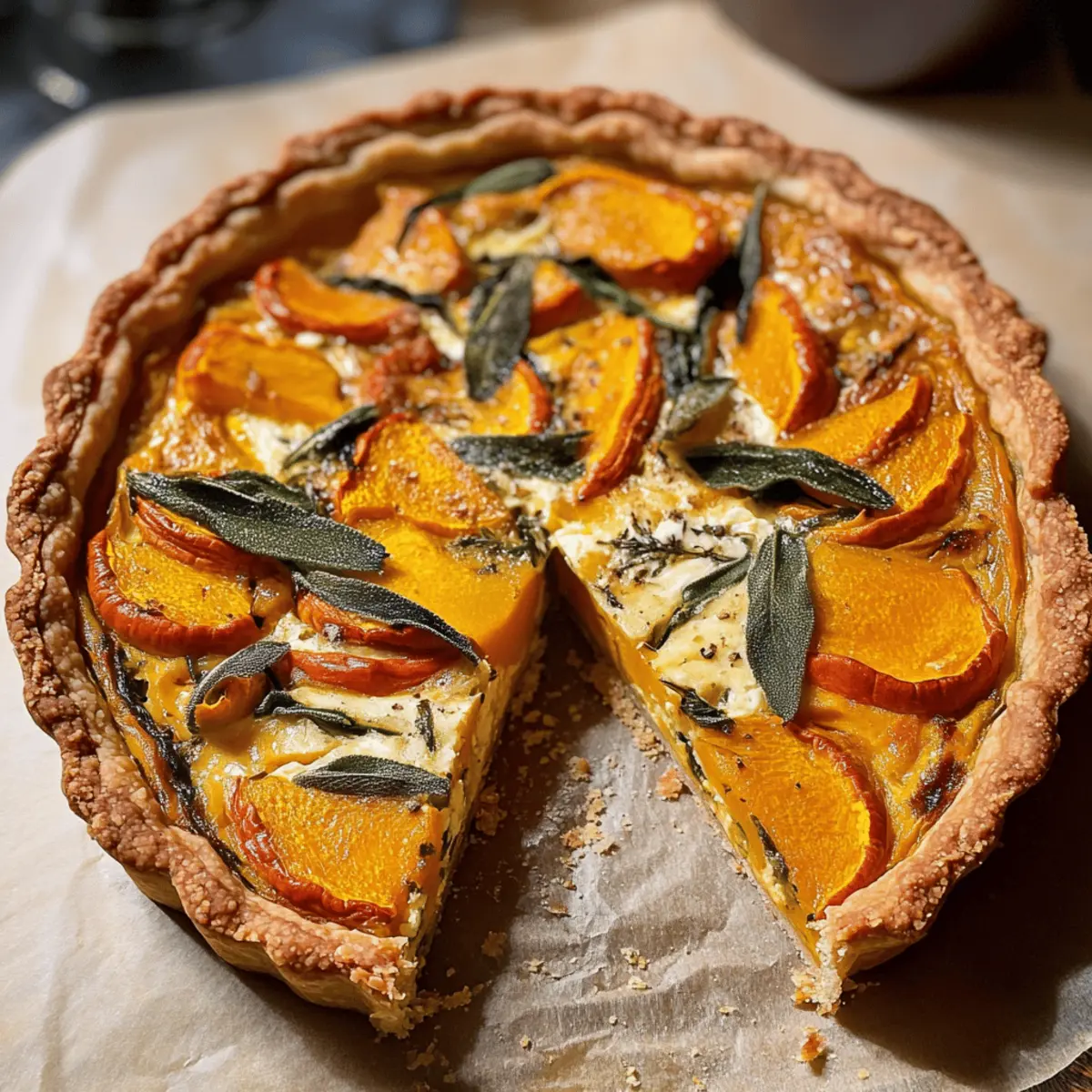 Köstliche Quiche Vegetarisch mit Kürbis und Salbei
