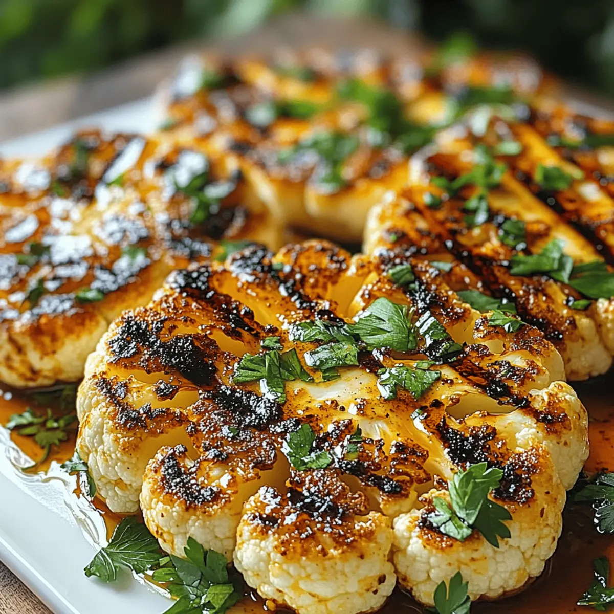 Scharfe Gegrillte Blumenkohlsteaks für Grillliebhaber