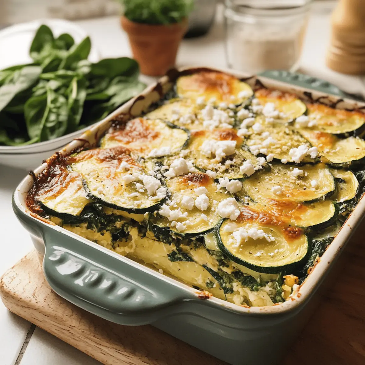 Käsiger Spinat-Zucchini-Feta-Auflauf – Einfach & Low Carb