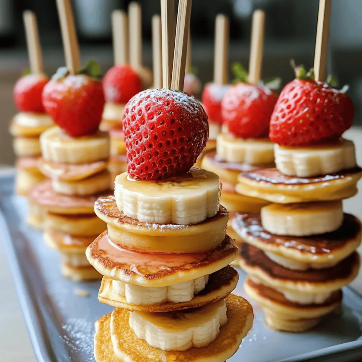 Erdbeer-Bananen-Pfannkuchen-Spieße für schnelle Snacks