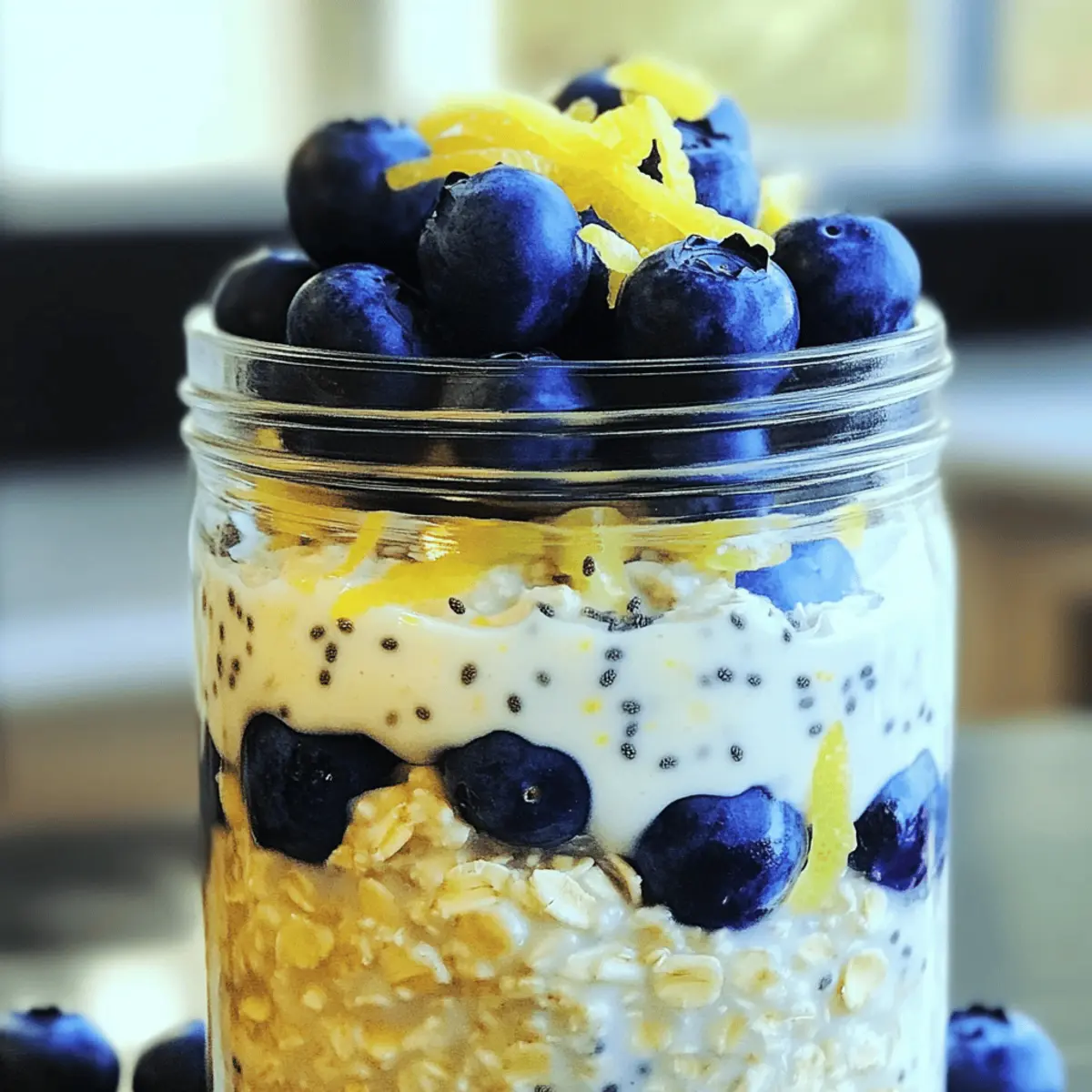 Zitronen-Blaubeer-Übernacht-Haferflocken für Energie!