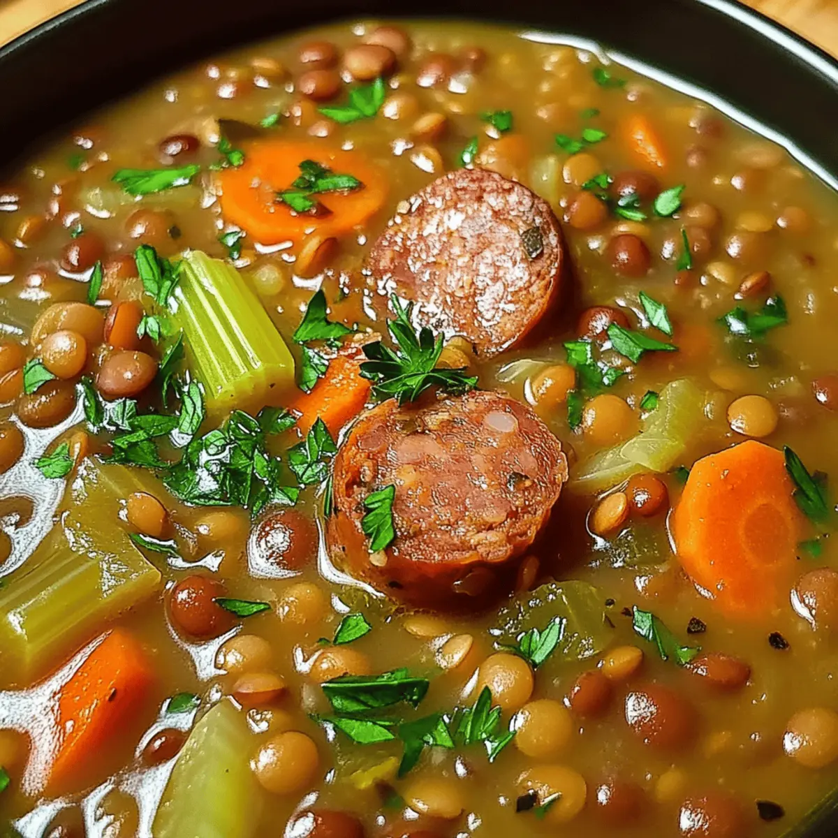 Linsensuppe mit Würstchen für Gemütliche Abende