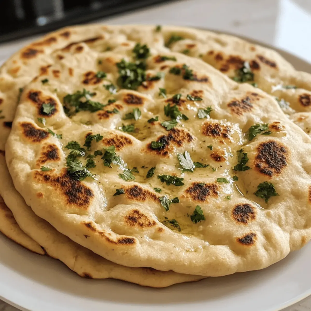 Hüttenkäse Knoblauch Naan ohne Hefe blitzschnell