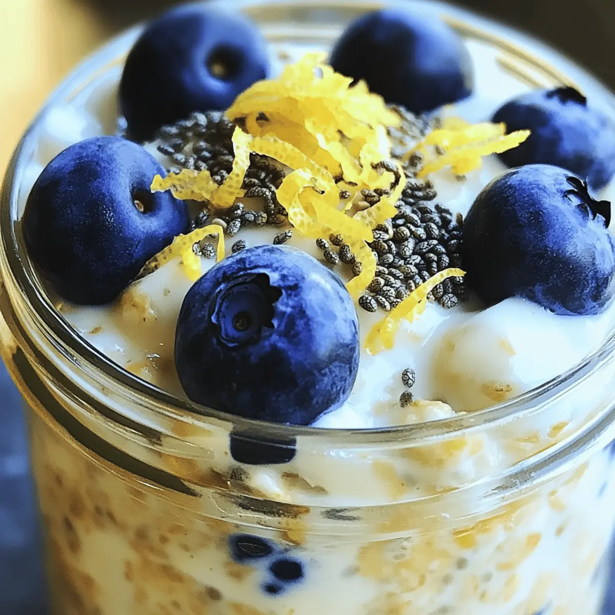 Zitronen-Blaubeer-Übernacht-Haferflocken Köstlicher Gesundheitskick