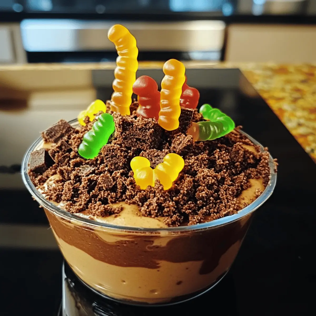 Schokopudding zu Halloween mit gruseligem Cookie-Topping