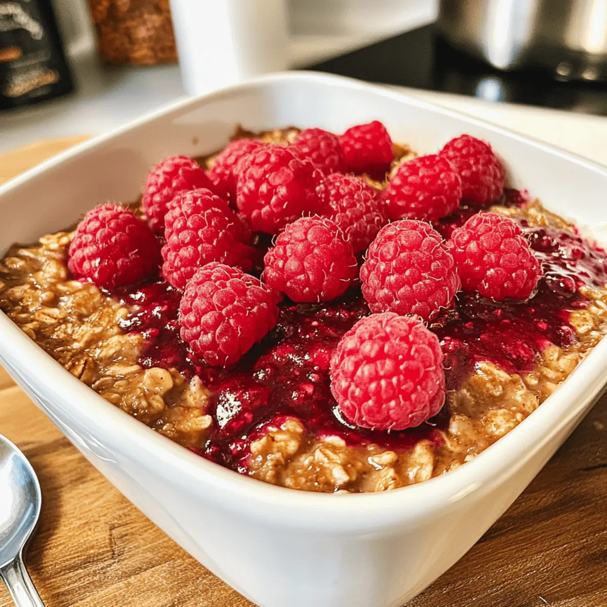 Vegane gebackene Haferflocken mit Himbeeren Rezept