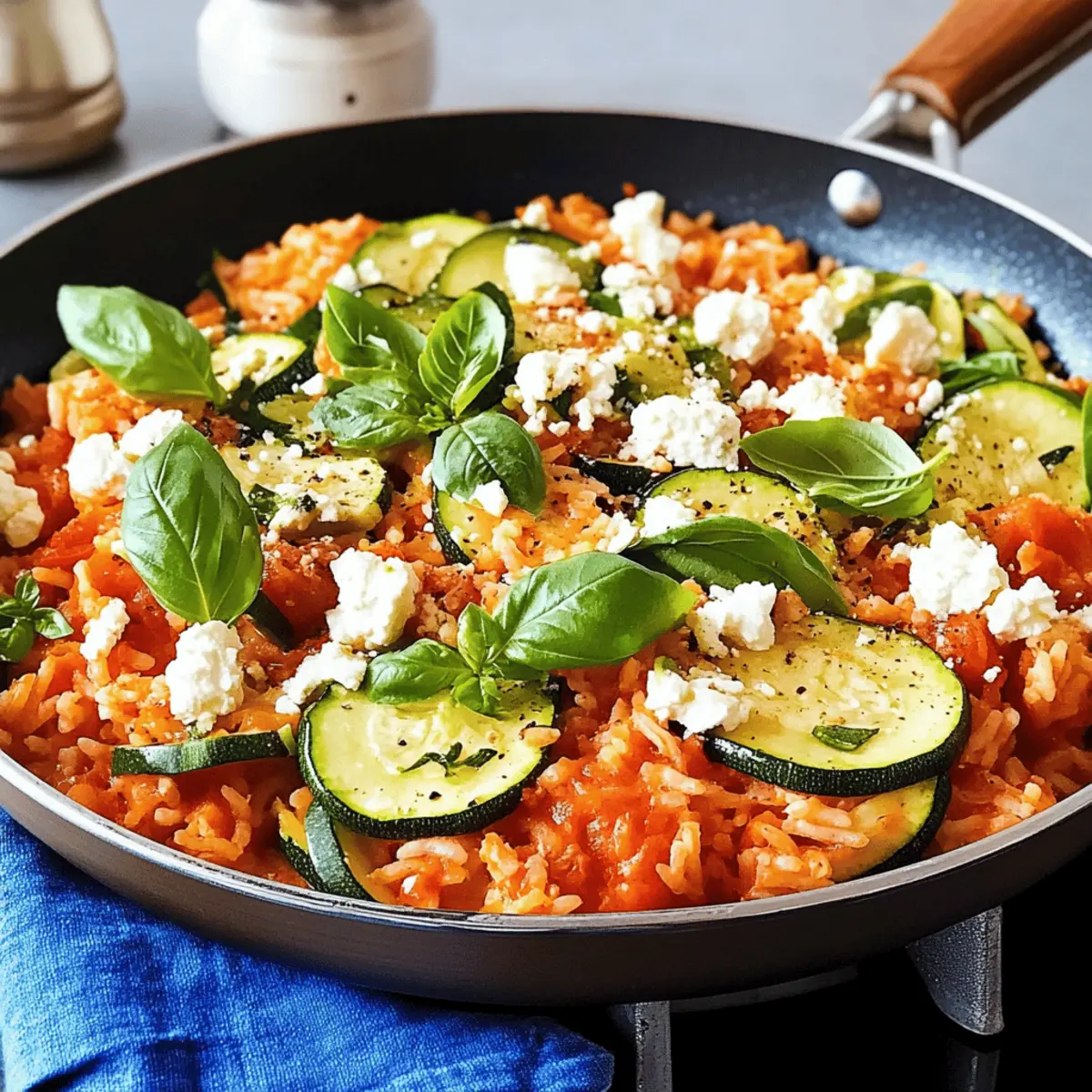 Mediterrane Zucchini-Pfanne mit Tomatenreis Genuss