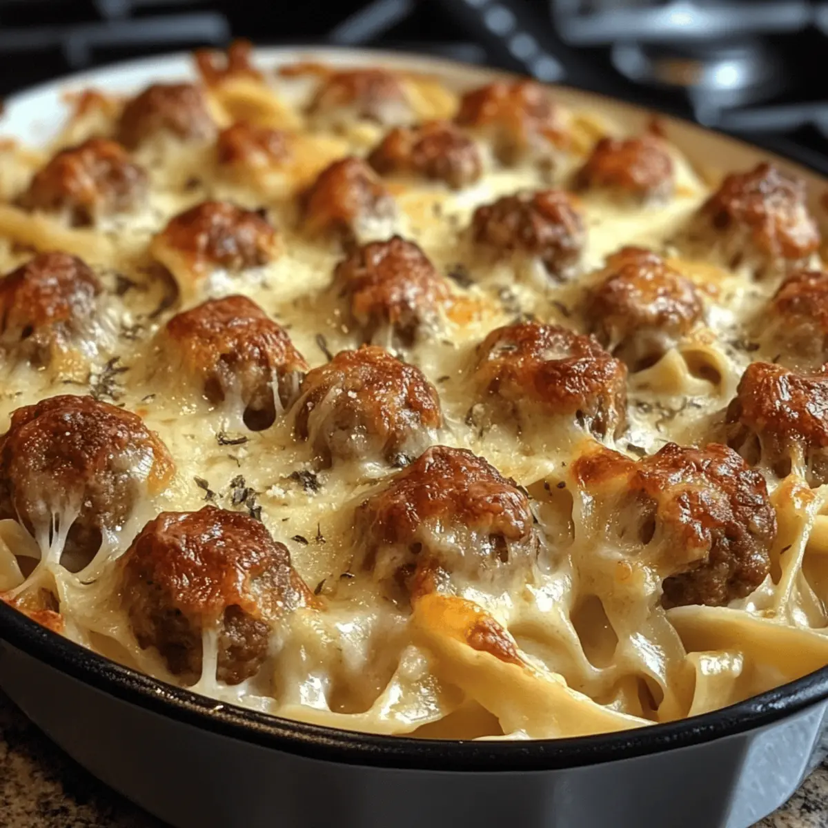 Schwedischer Nudelauflauf mit Fleischbällchen für die Familie