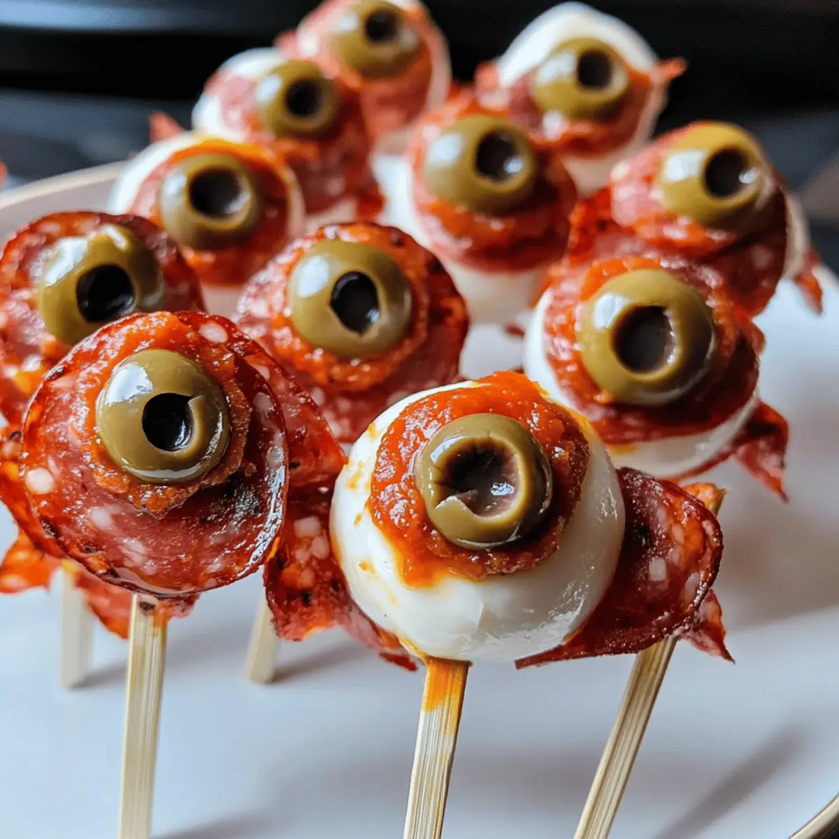 Spießige Salami-Augen für eine gruselige Halloween-Party