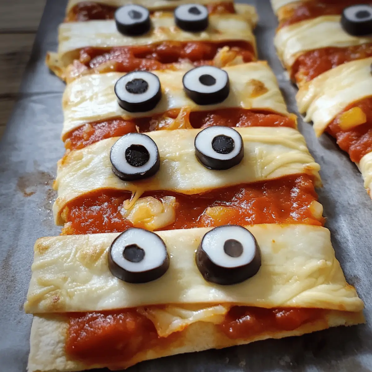Mumien Pizzen für ein gruseliges Halloween-Feier