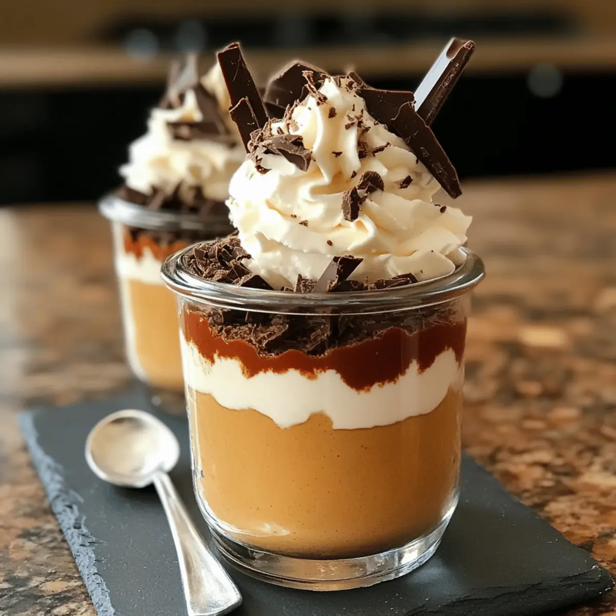 Halloween Nachtisch Kürbispudding mit Schokolade genießen