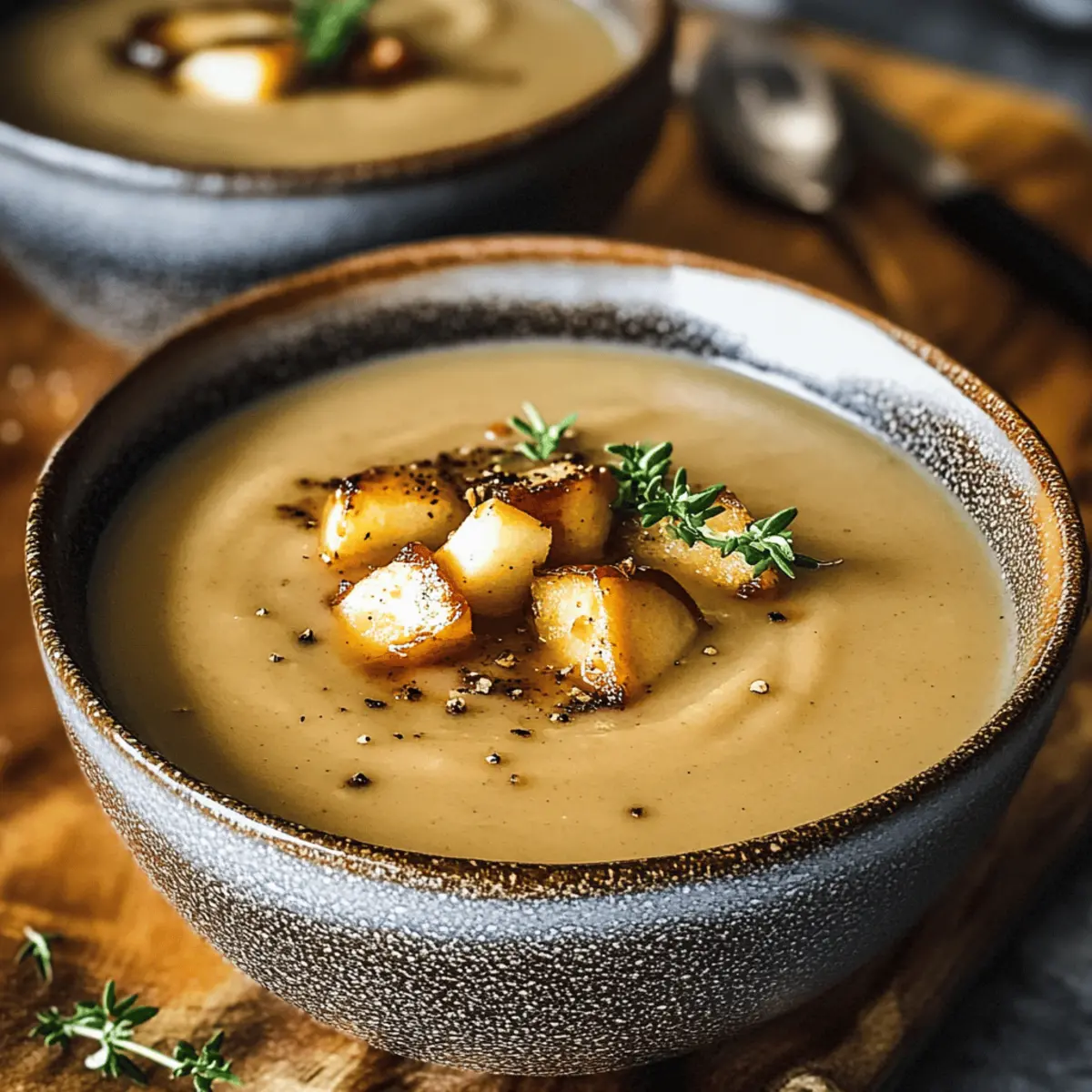 Cremige Maronensuppe mit karamellisierten Äpfeln