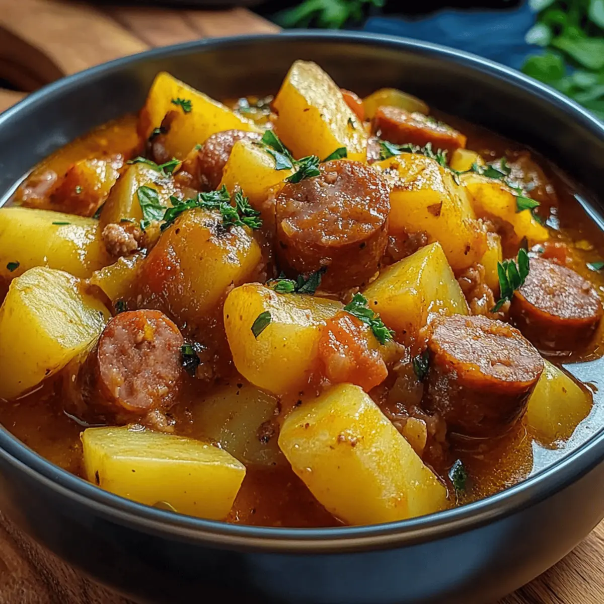 Kartoffelgulasch mit Wurst für kalte Tage