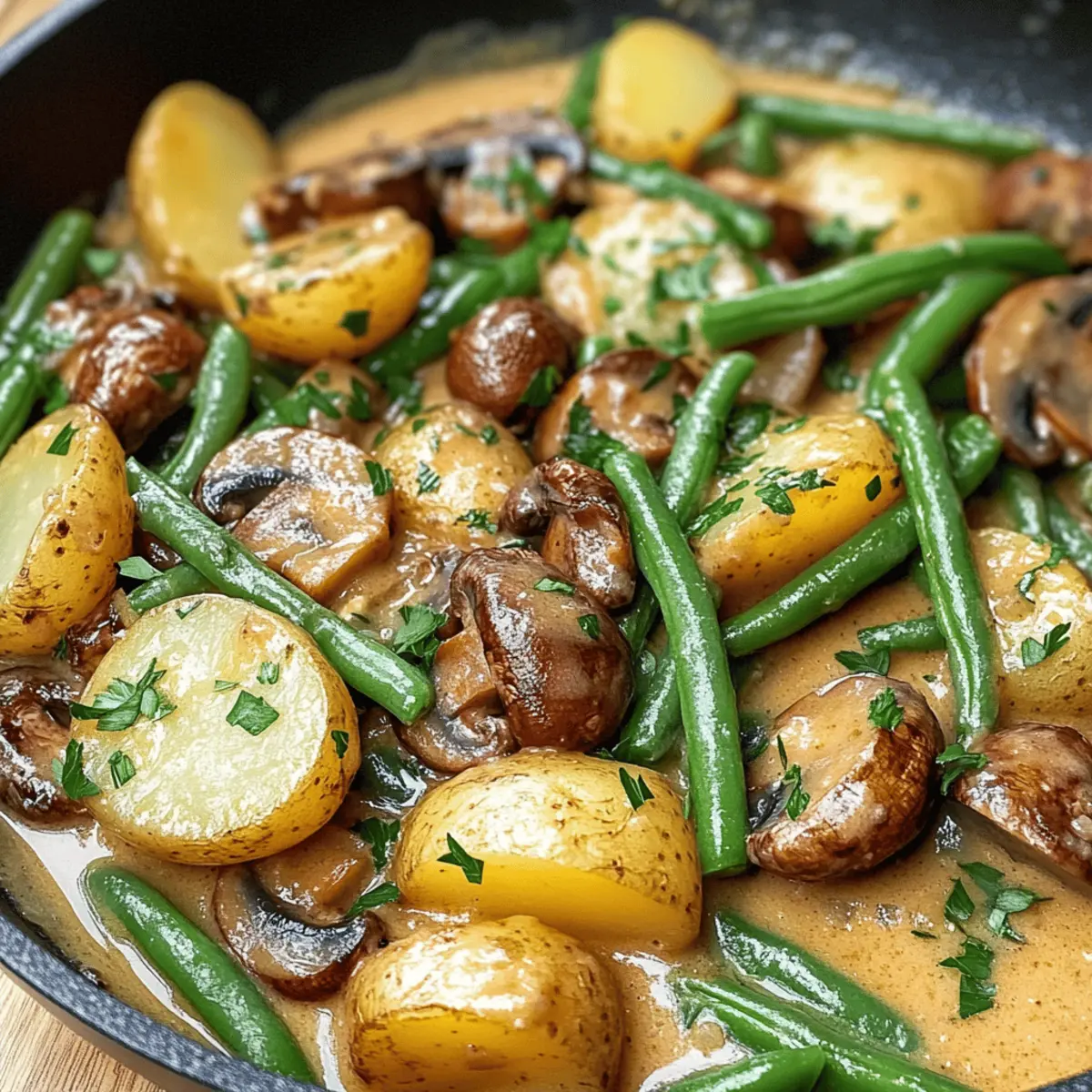 Kartoffel-Pilz-Pfanne mit Bohnen - Vegan und einfach
