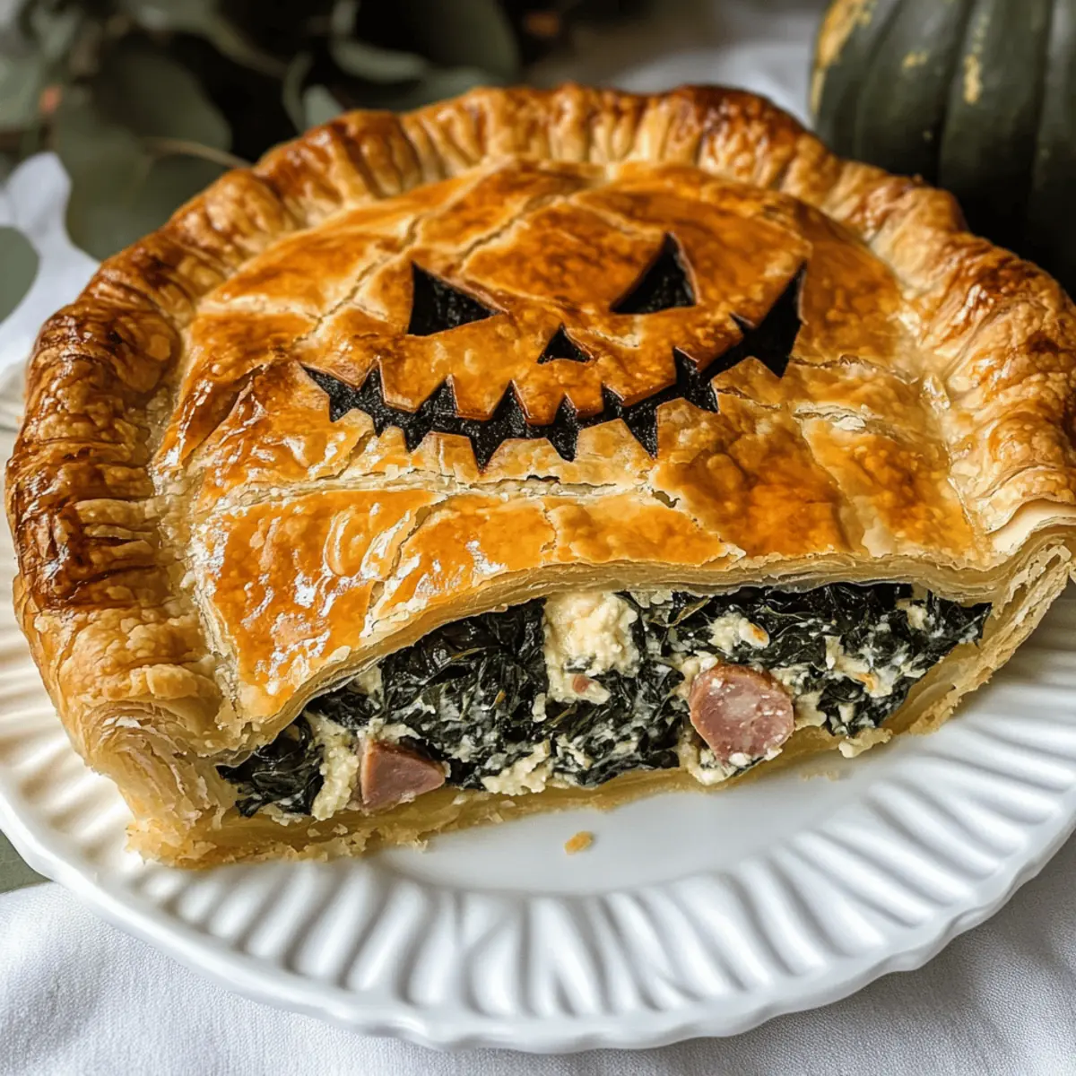 Halloween-Quiche mit Ricotta und Spinat genießen