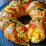 Rührei Ring aus Croissant Teig mit ganz viel Käse