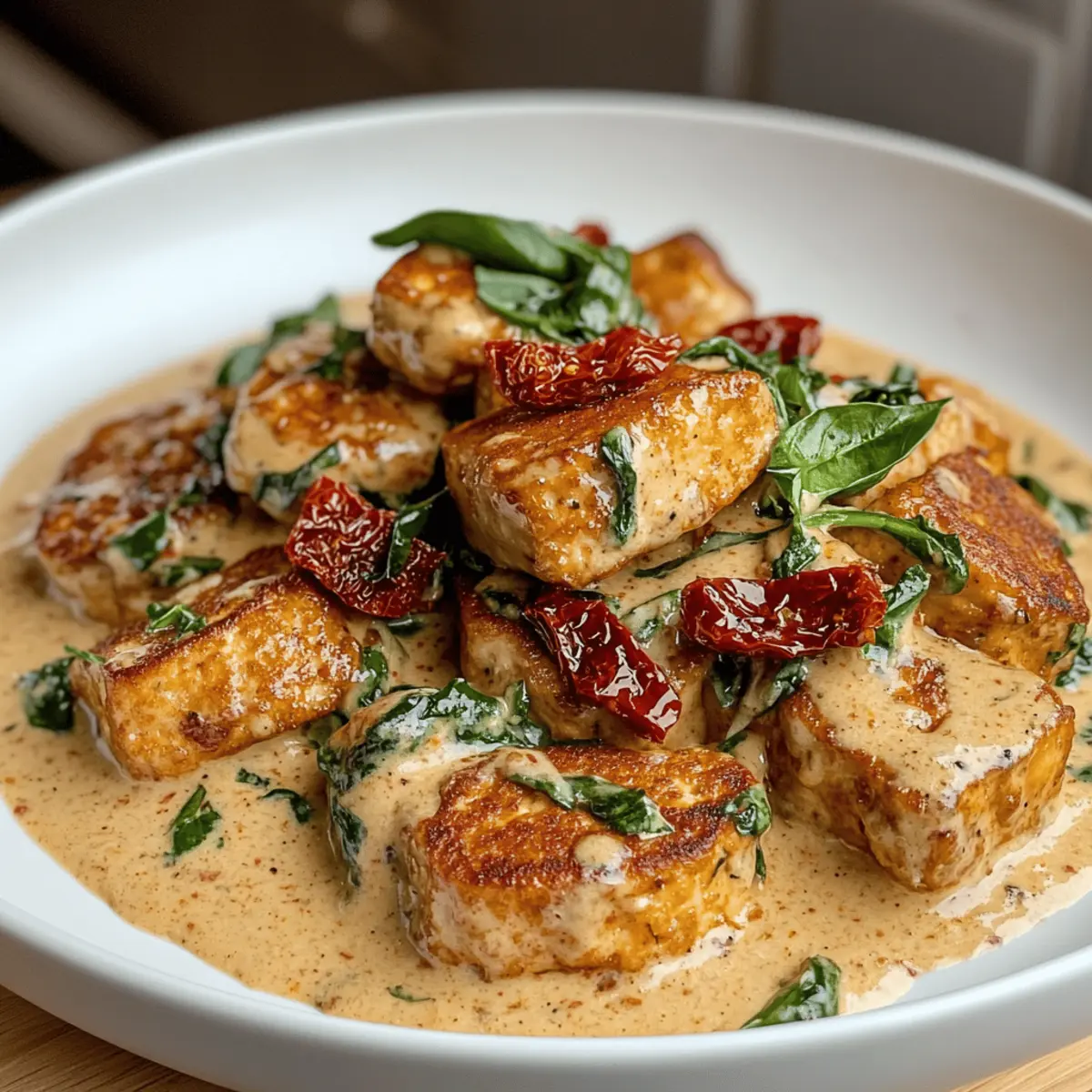 Cremiger Heirate mich Tofu mit italienischem Flair