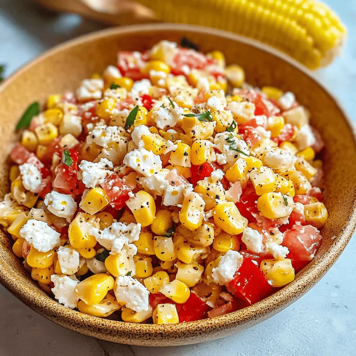 Paprika-Mais-Salat mit Feta & Joghurt-Dressing Rezept