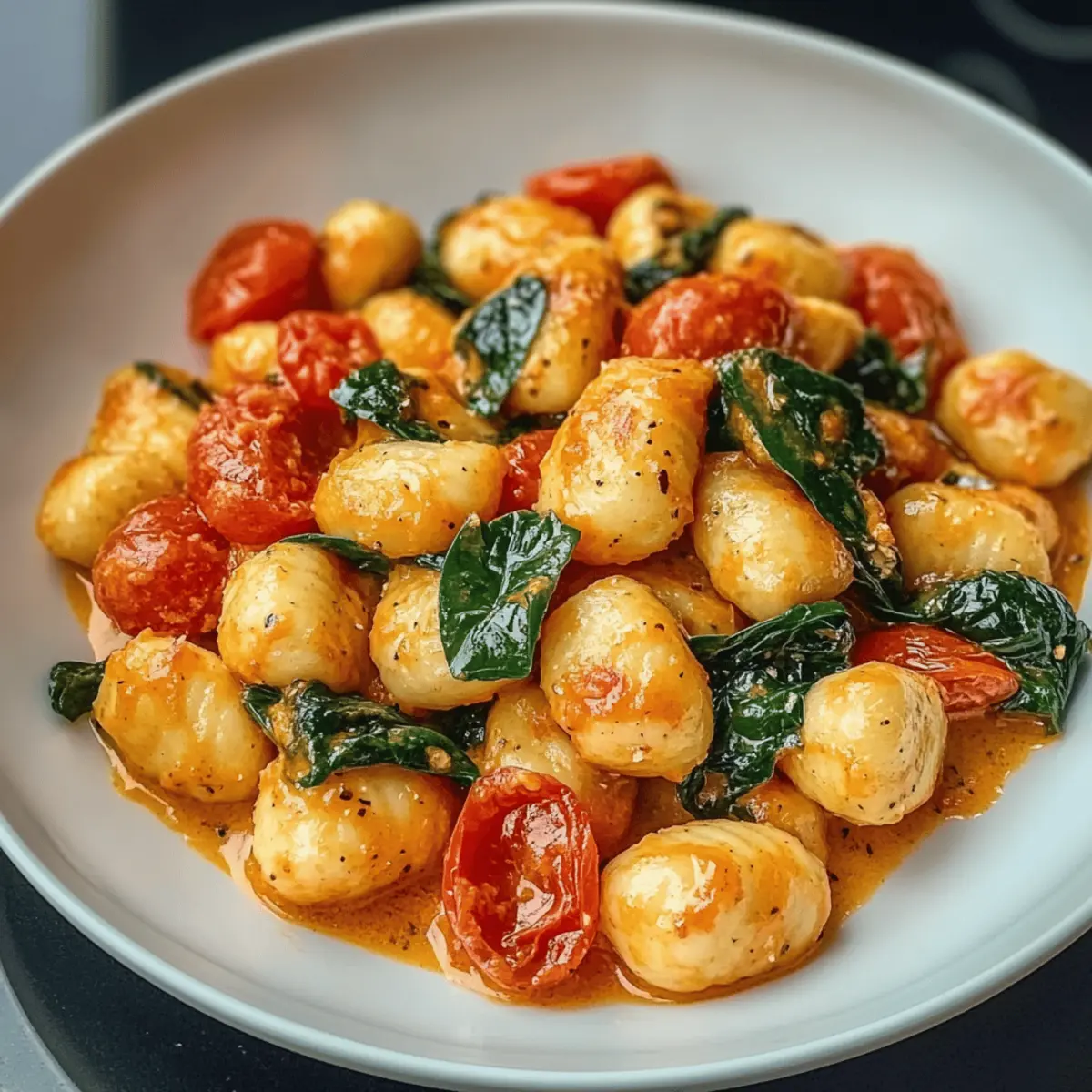 Schnelle Gnocchi-Pfanne mit Tomate und Spinat