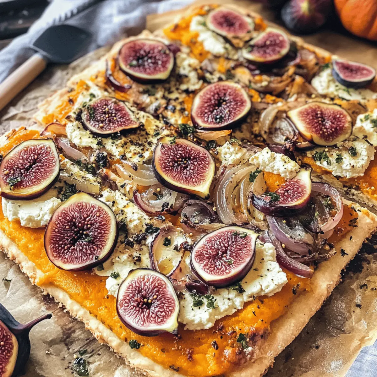 Veganer Flammkuchen mit Hokkaido und Feigen