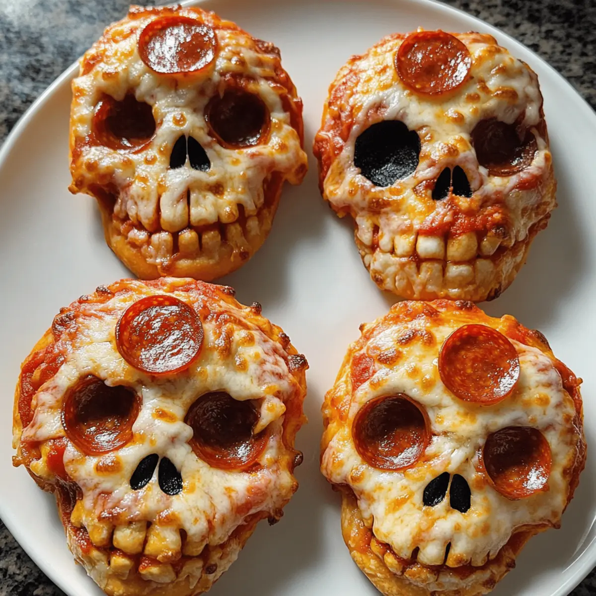 Gespenstische Halloween-Pizza-Schädel für Deine Party