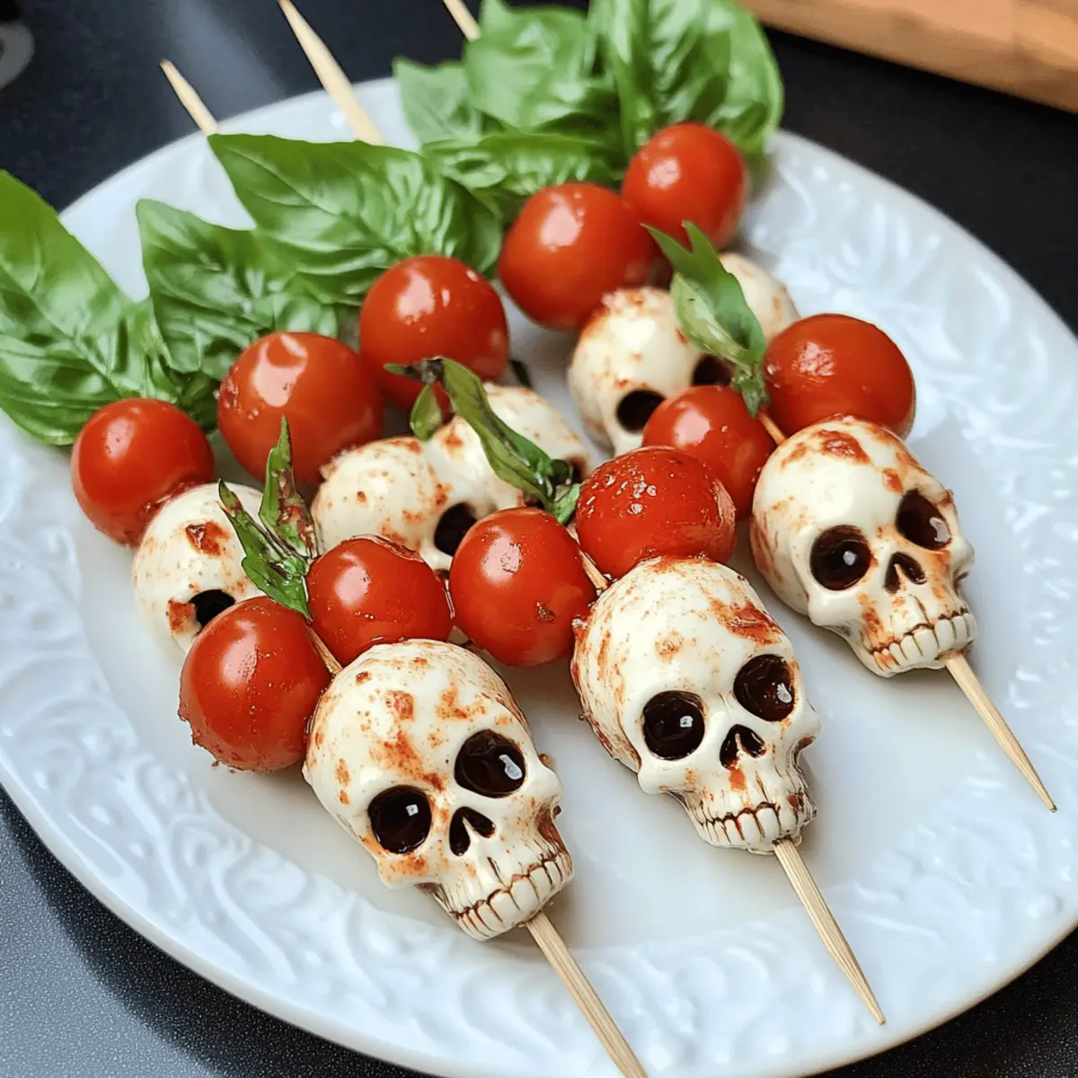 Halloween Caprese-Salat-Spieße für gruselige Feiern