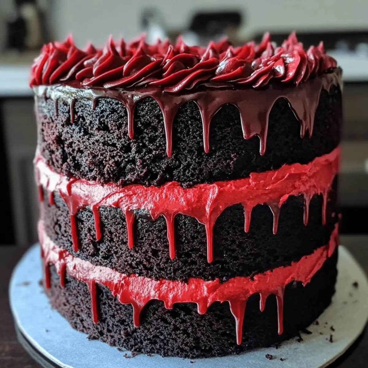 Halloween Kuchen mit roter Deko: Ein Spukgenuss