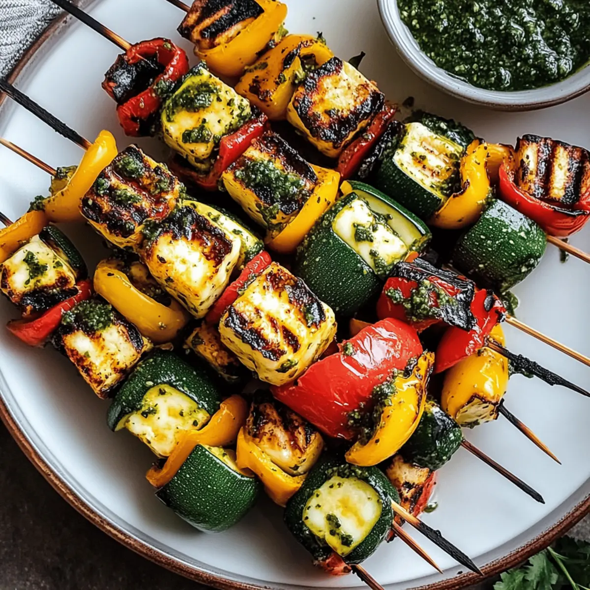 Gegrillte Gemüsespieße mit Halloumi und Chimichurri entdecken