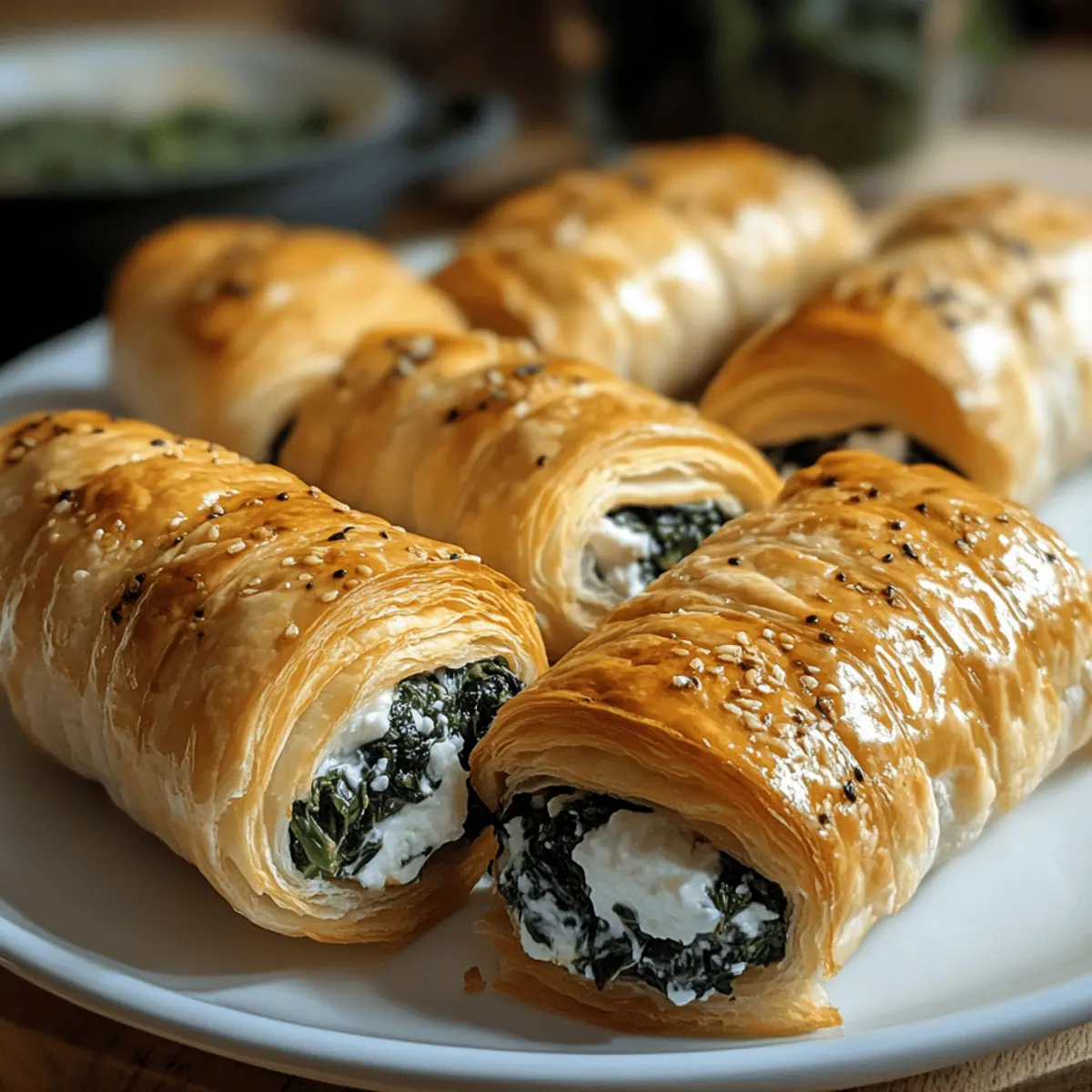 Herzhafte Blätterteig-Röllchen mit Spinat & Feta