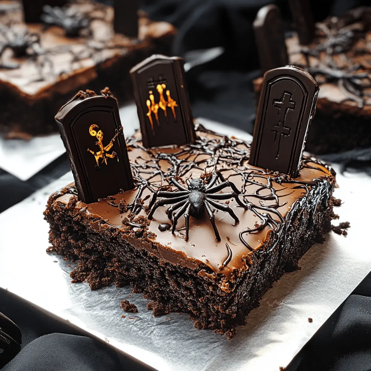 Schokoladen-Brownie-Friedhof für ein gruseliges Halloween