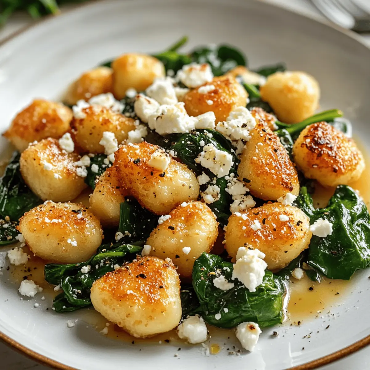 Knusprige Gnocchi mit Spinat und Feta für jeden Tag