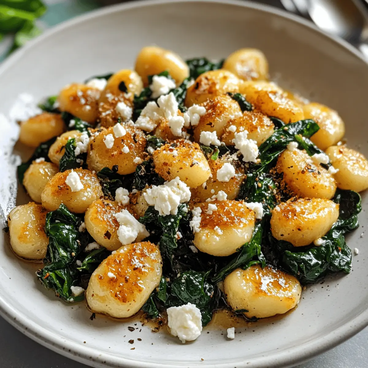 Knusprige Gnocchi mit Spinat und Feta für den Genuss