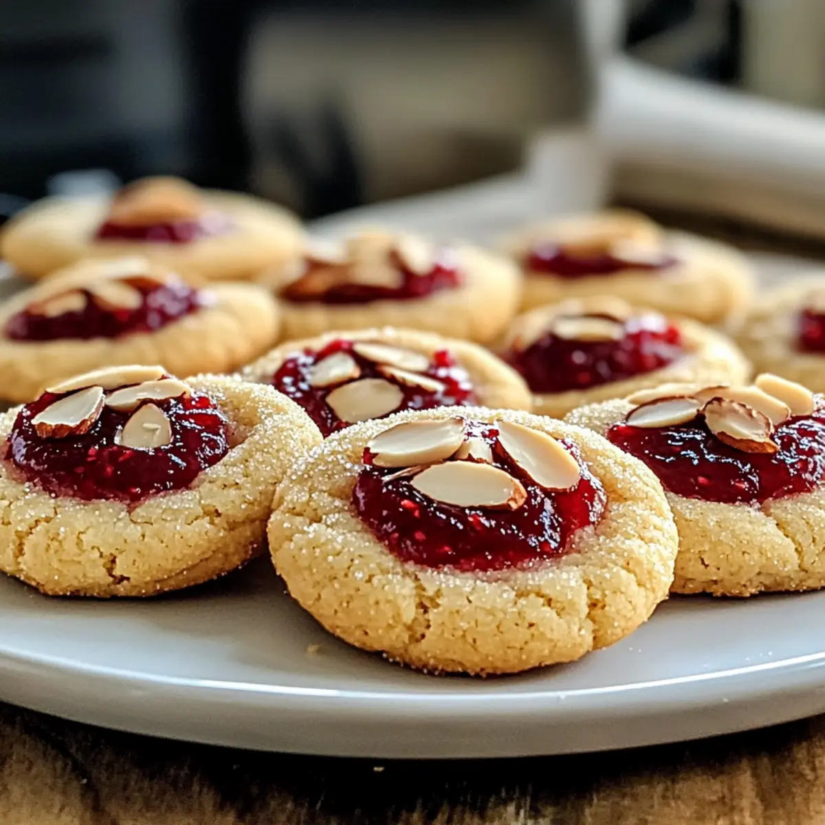 Himbeer-Mandel-Daumenabdruck-Kekse Einfach und Lecker