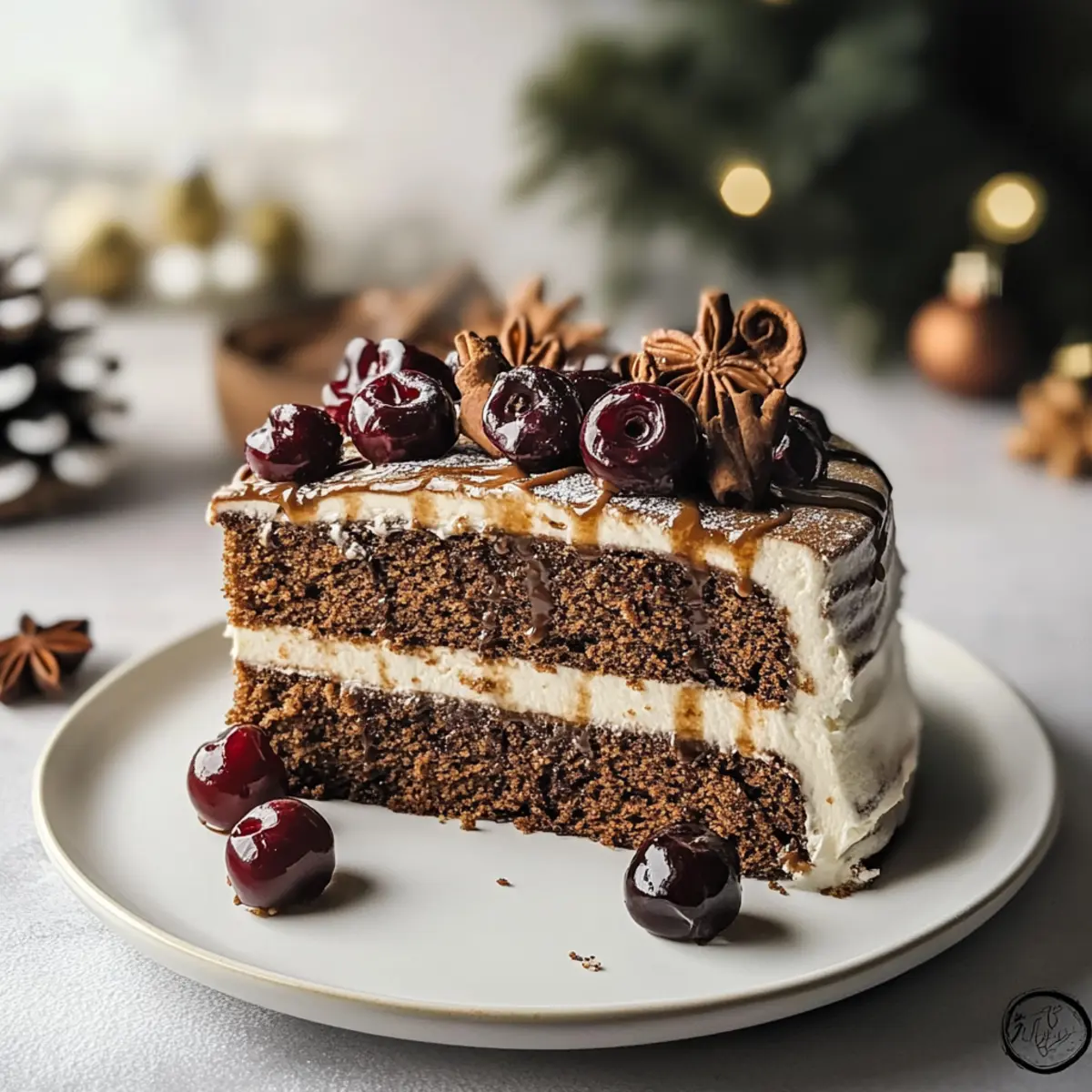 Lebkuchen Torte mit Kirschen: Festlich genießen