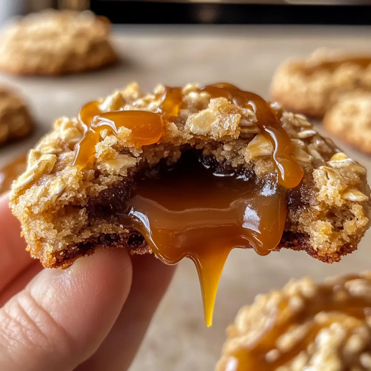 Saftige Karamell-Haferflocken-Cookies mit Kern
