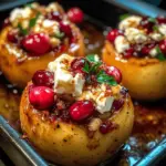 Baked apples with feta, honey, and cranberries