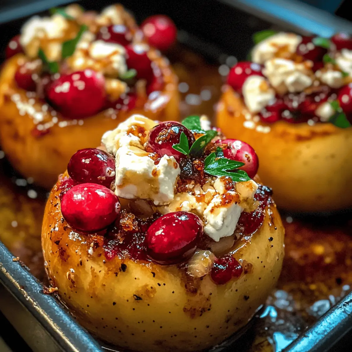 Baked Apples mit Feta, Honig und Cranberries genießen