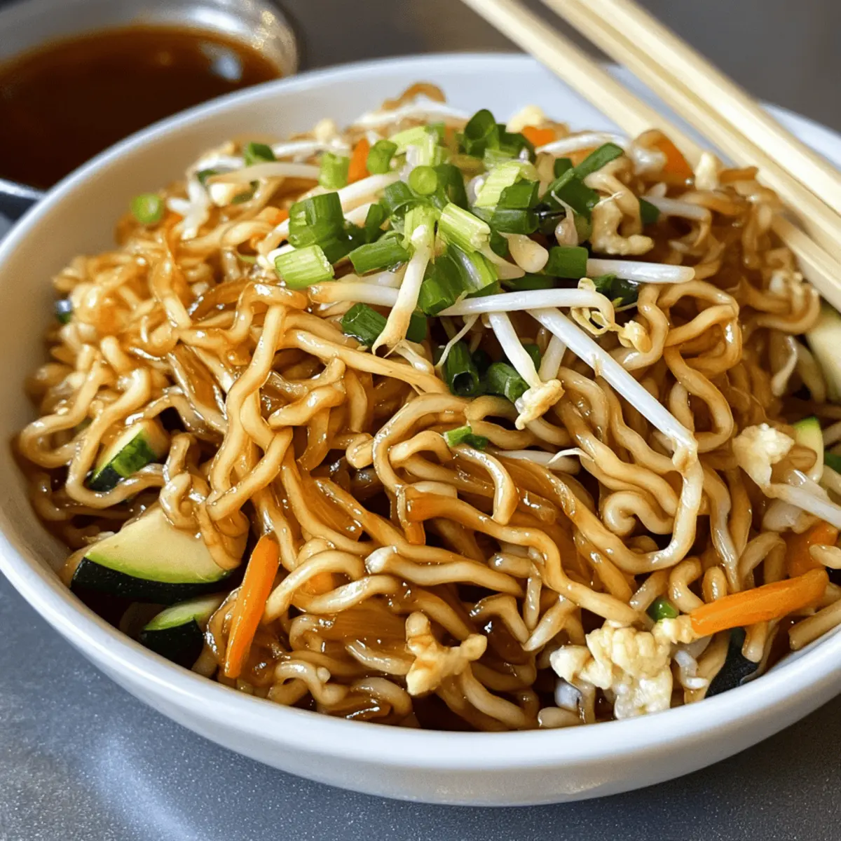 Fried Noodles wie beim Chinesen mit Ei und Gemüse