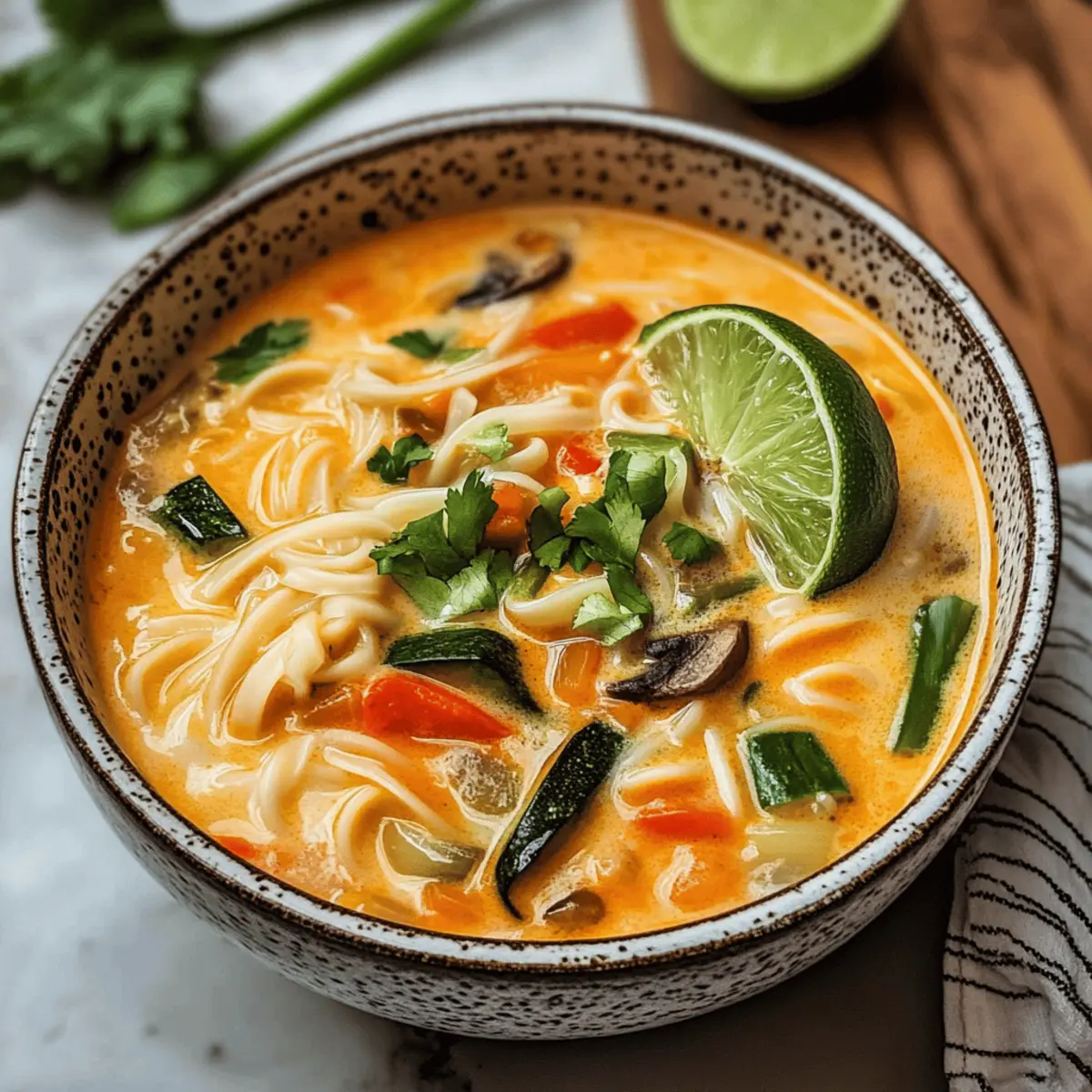 Asiatische Kokos-Curry-Suppe mit Reisnudeln