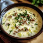 Kase Lauch Suppe mit Hackfleisch