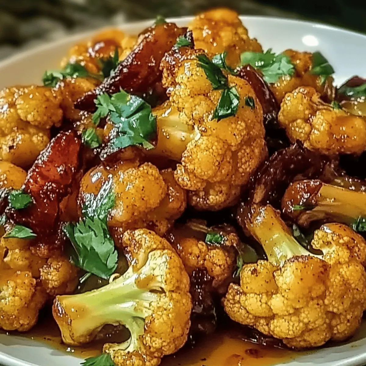 Gebratener Blumenkohl mit Honig-Curry genießen