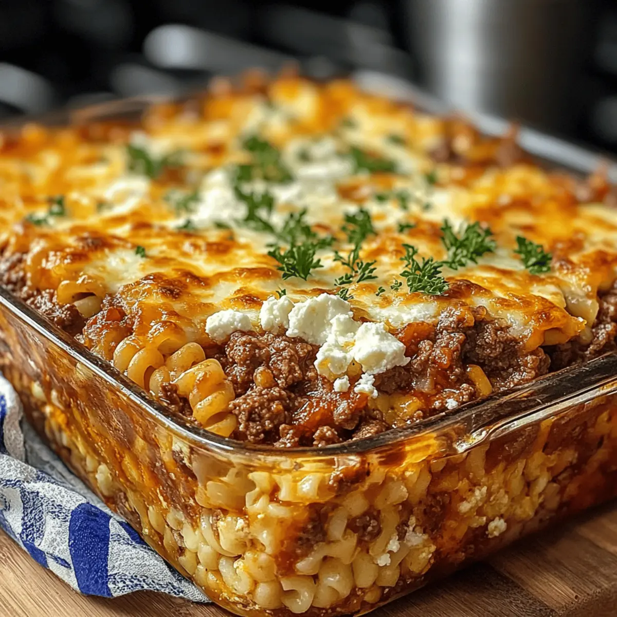 Griechischer Hackauflauf Kritharaki Feta für die Familie