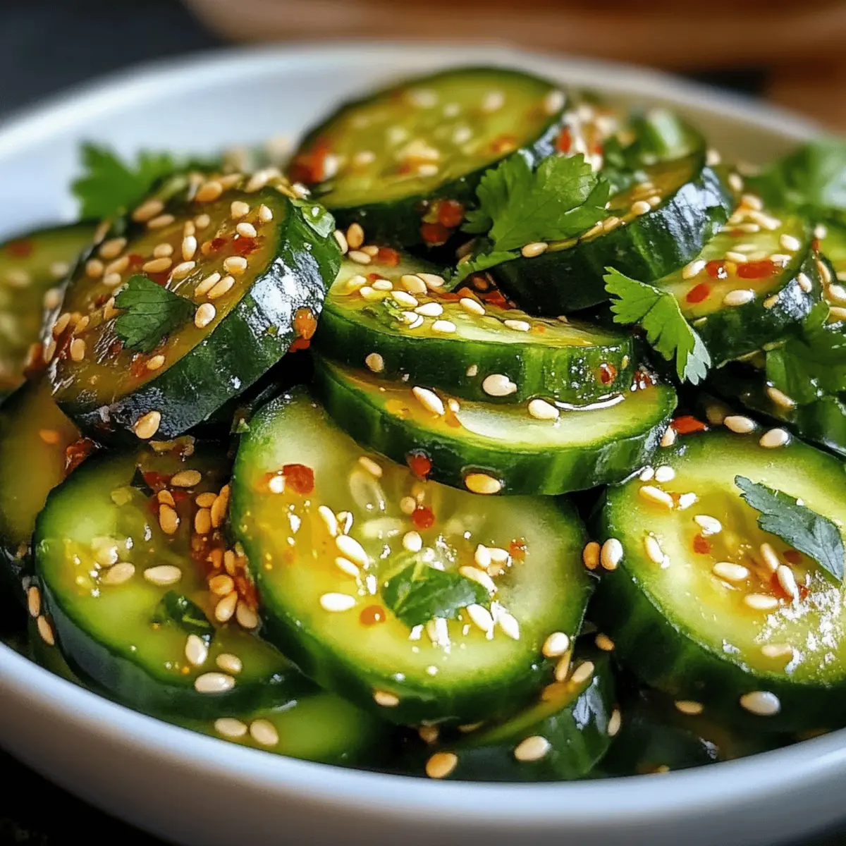 Asiatischer Gurkensalat mit Chili und Sesam genießen