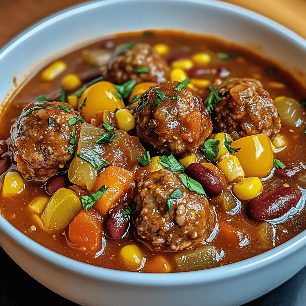 Hackbällchen-Eintopf mit Paprika und Bohnen für die Familie