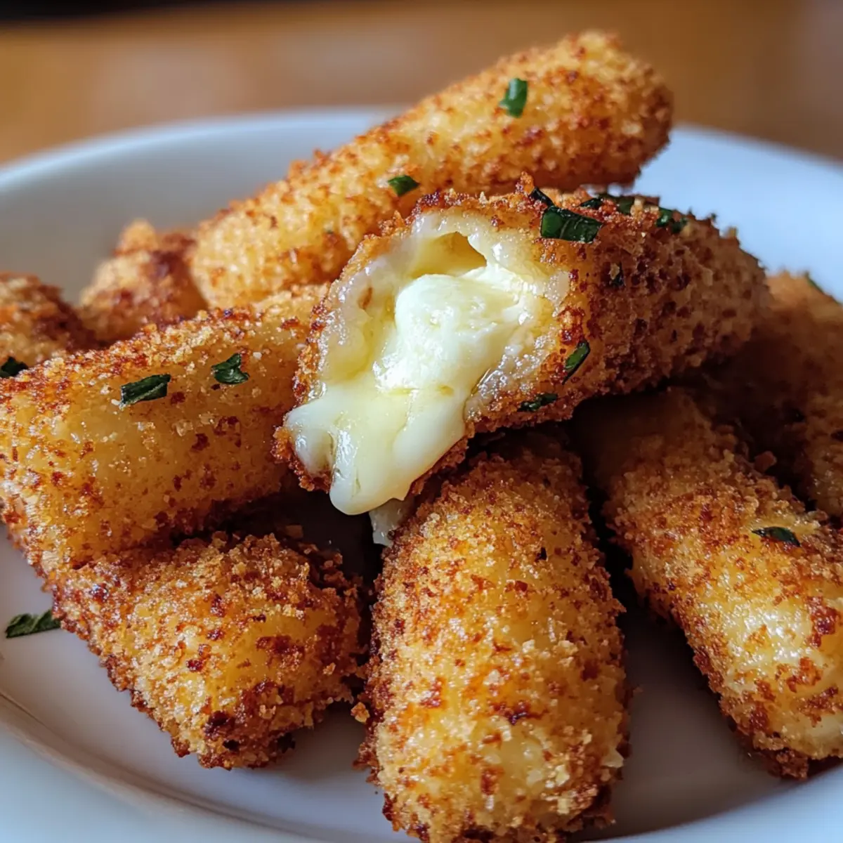 Luftfritteuse Mozzarella-Sticks für knusprigen Genuss
